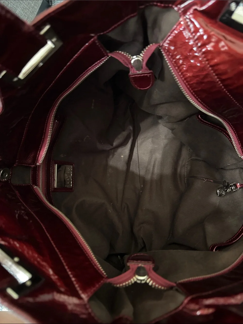 Rare Kooba Oversized Y2K Metallic Cherry Patent Hobo Indie Sleaze Statement Bag